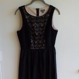 Lily Rose Black Dress - Small -Sleeveless - Lacy - Waisted - Holiday  (520)